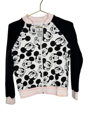 Disney‎ Mickey Mouse Lightweight Girls Medium Full Zip Jacket black and pink